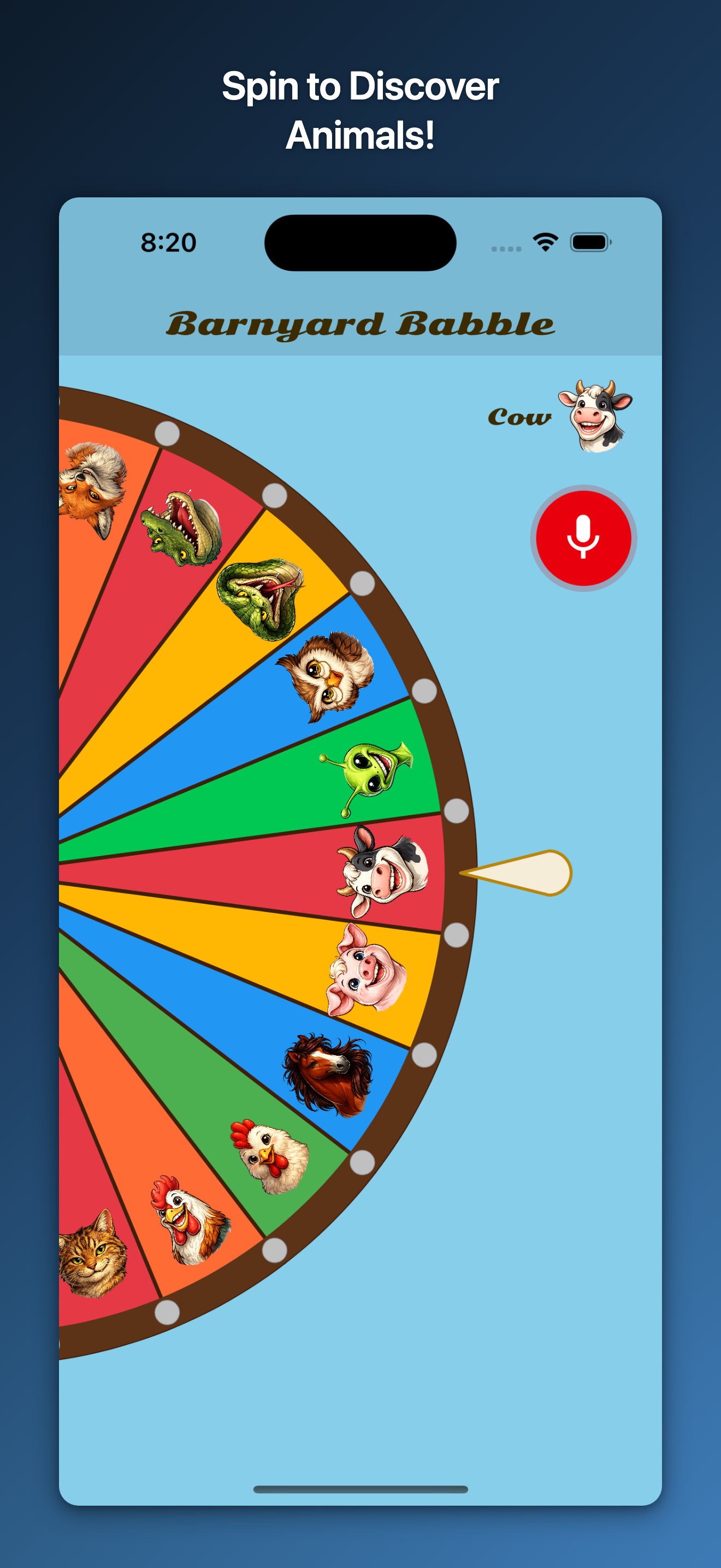 Barnyard Babble — spin the wheel