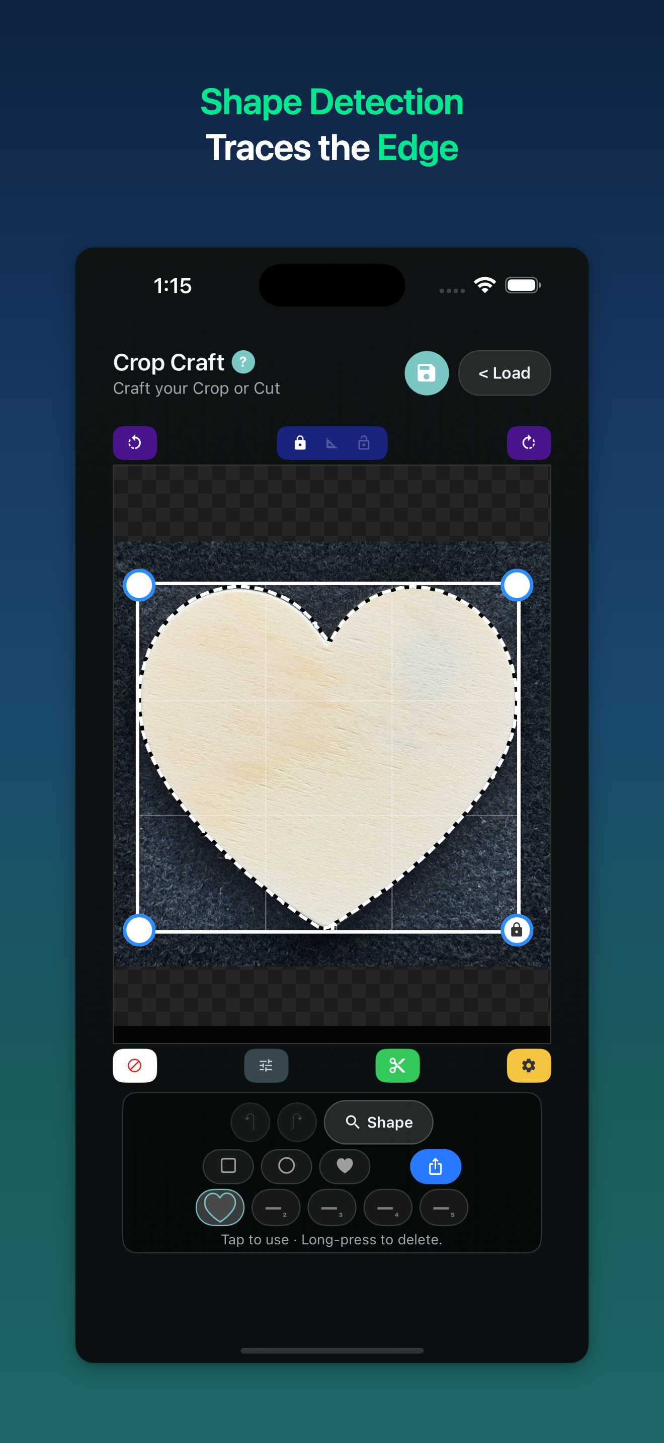 Crop Craft — AI contour detected, traced around heart shape