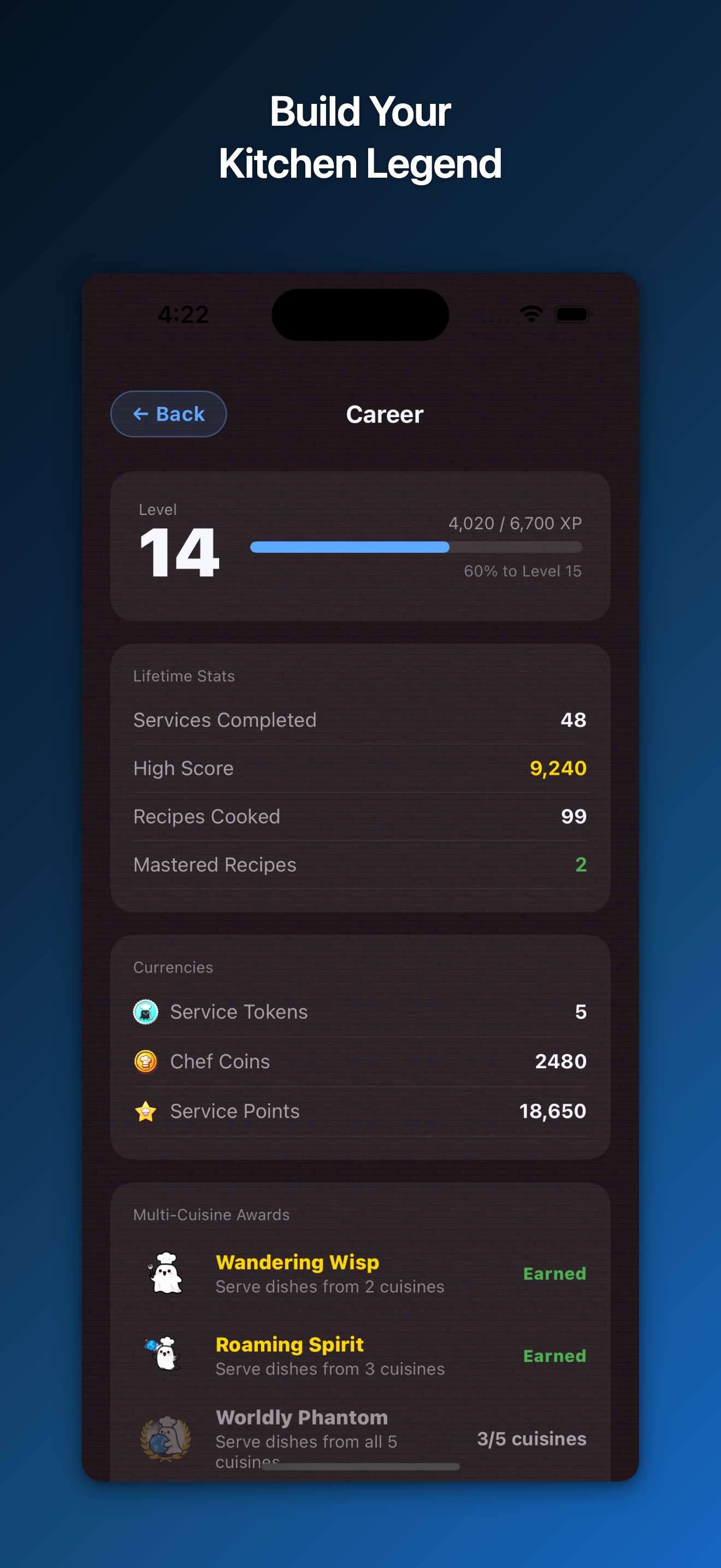 Kitchen Street — upgrading a station toward Legendary tier
