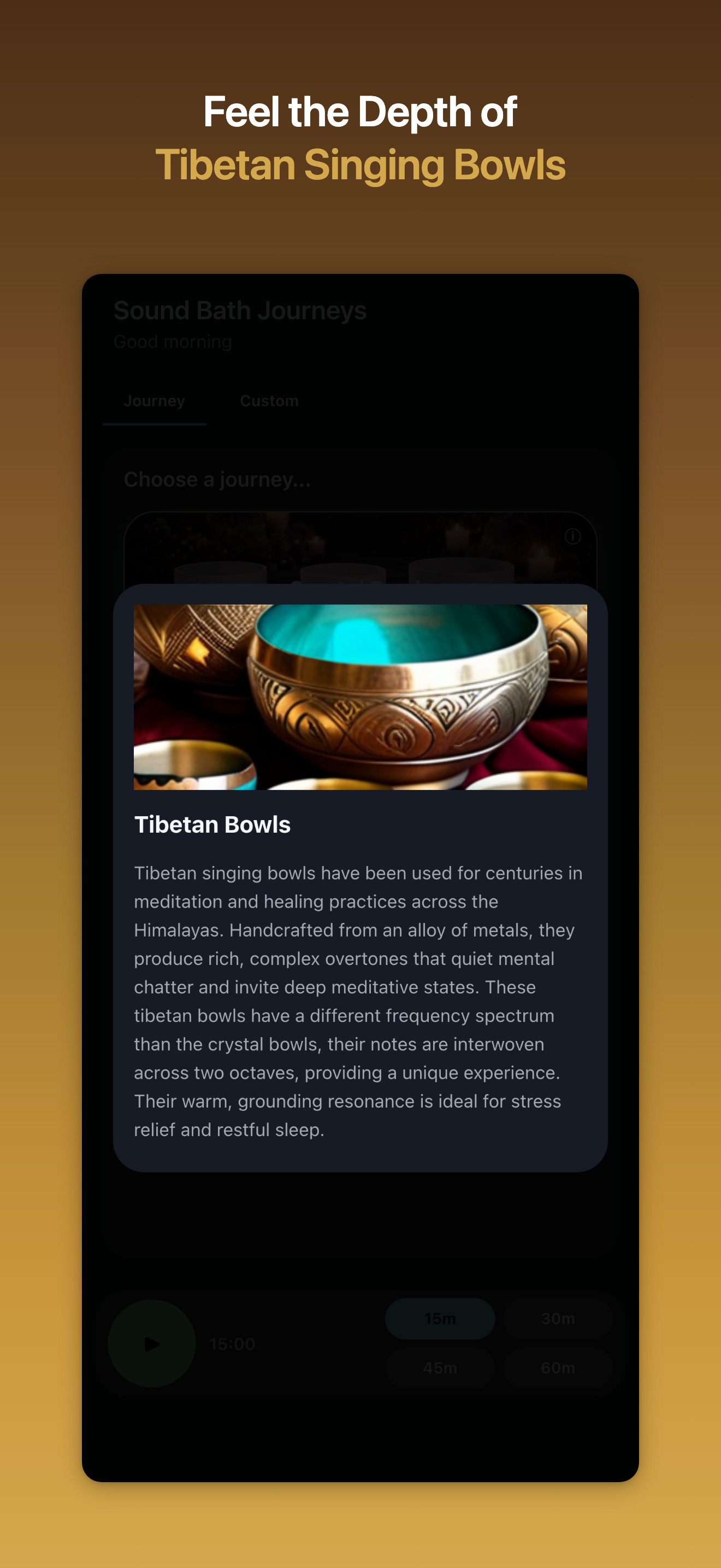 Sound Bath Journeys — session timer active