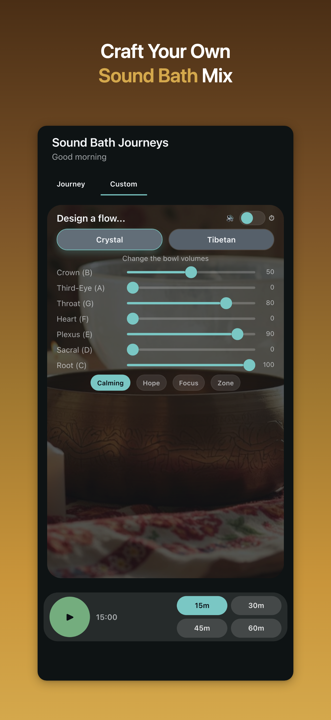 Sound Bath Journeys — flow preset selection