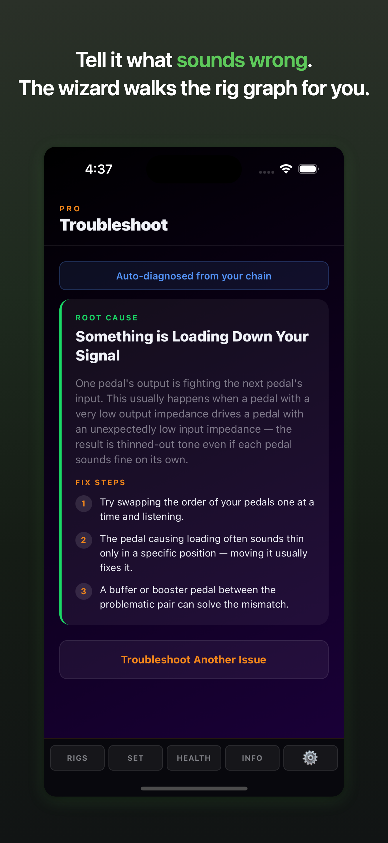 ToneTrace Troubleshoot Wizard — root cause and fix steps